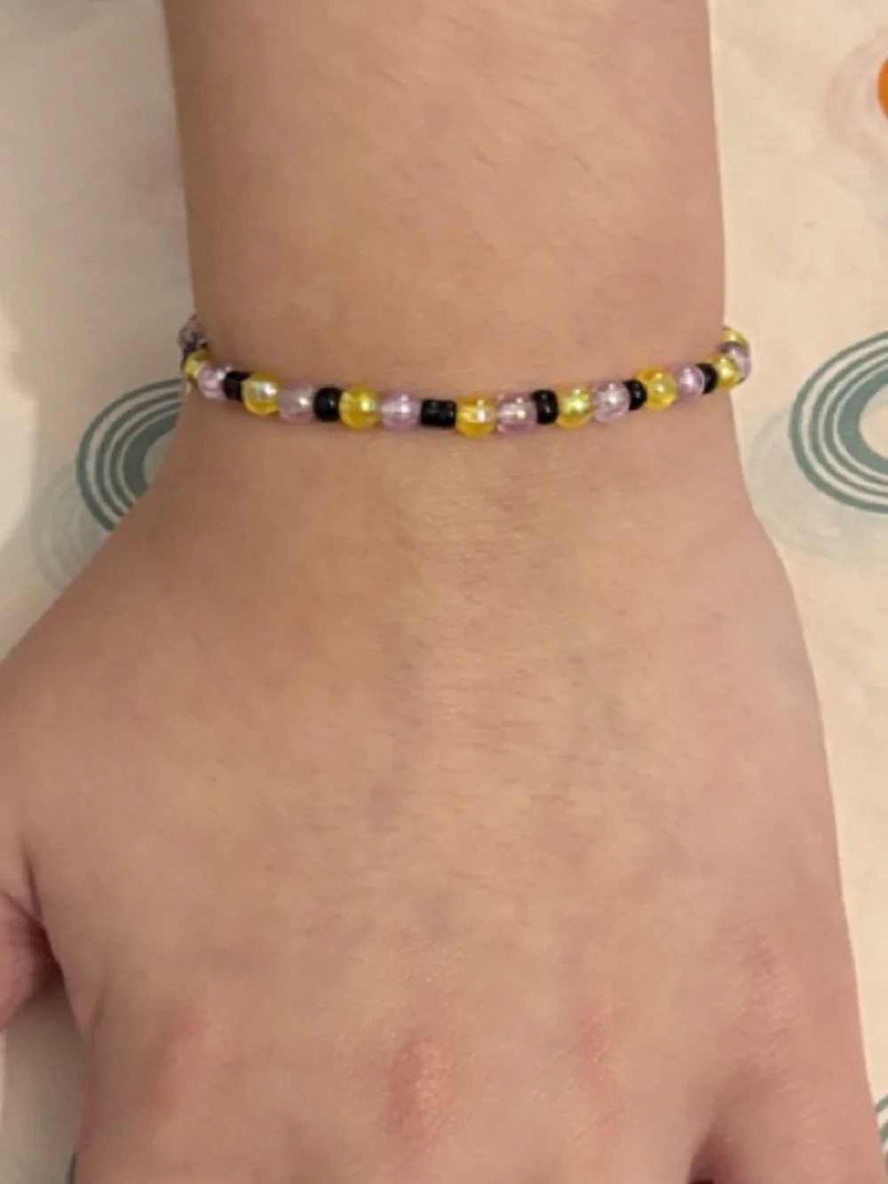 Kids Beaded Bracelet in Yellow, Pink and Black